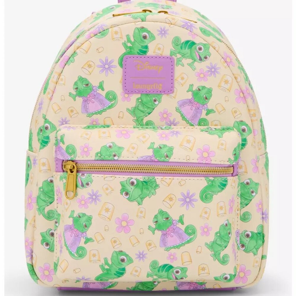 Loungefly Disney Tangled Pascal Mini Backpack Rapunzel Chameleon Lanterns Bag